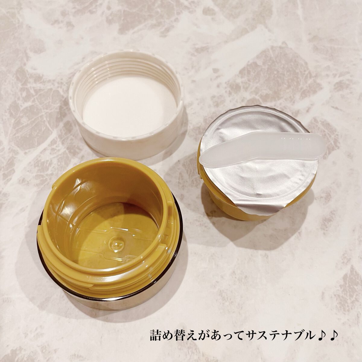 fracora ゴールデンVC ブライト アクアクリームのクチコミ「詰め替え仕様になっていて、
サステナブル！！！

軽くて、柔らかいクリーム。
お肌がしっとりし.....」（2枚目）