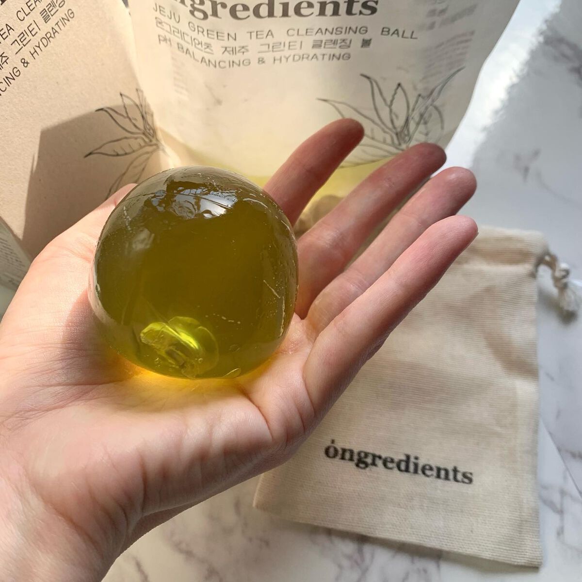 Jeju Green Tea Cleansing Ball/Ongredients/洗顔石鹸を使ったクチコミ(3枚目)