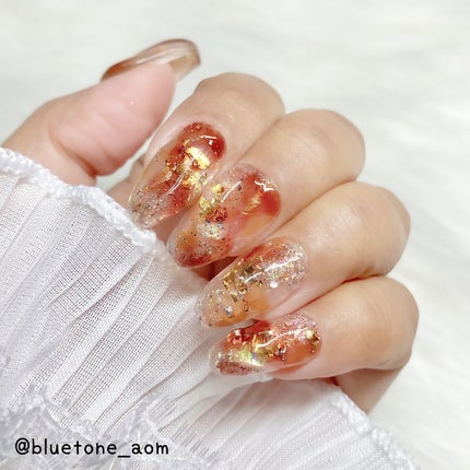 ⋆͛🦖⋆͛aomi on LIPS 「オリジナルフラッシュを使いつつニュアンスネイルしてみた!ブラウ..」(4枚目)