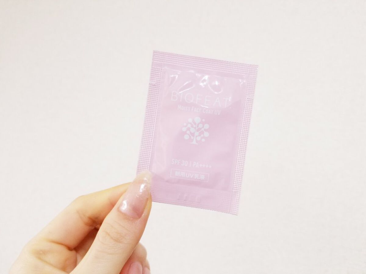 BIOFEAT.  モイストフェイスコートUVのクチコミ「〖BIOFEAT. モイストフェイスコートUV〗

サンプルの使用です。
朝用UV乳液なので保.....」（2枚目）