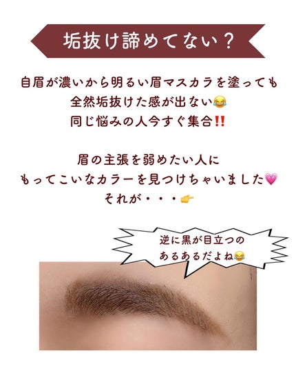 BLEND BERRY ニュアンスオン3Dアイブロウマスカラのクチコミ「【眉毛濃いならピンクで変身しよ💖】
.
.
自眉が濃いから明るい眉マスカラを塗っても
全然垢抜.....」(2枚目)
