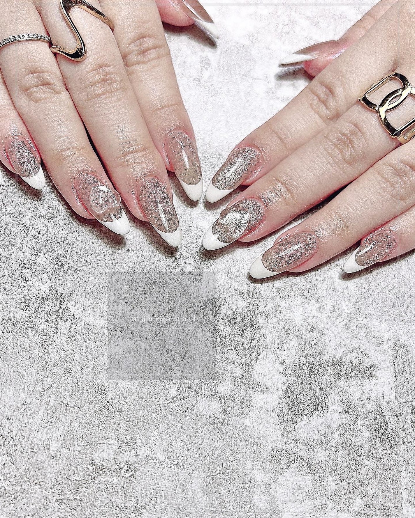 mauloa_nail on LIPS 「・マグネットフレンチにクリアハート♡いつもありがとうございます..」(1枚目)