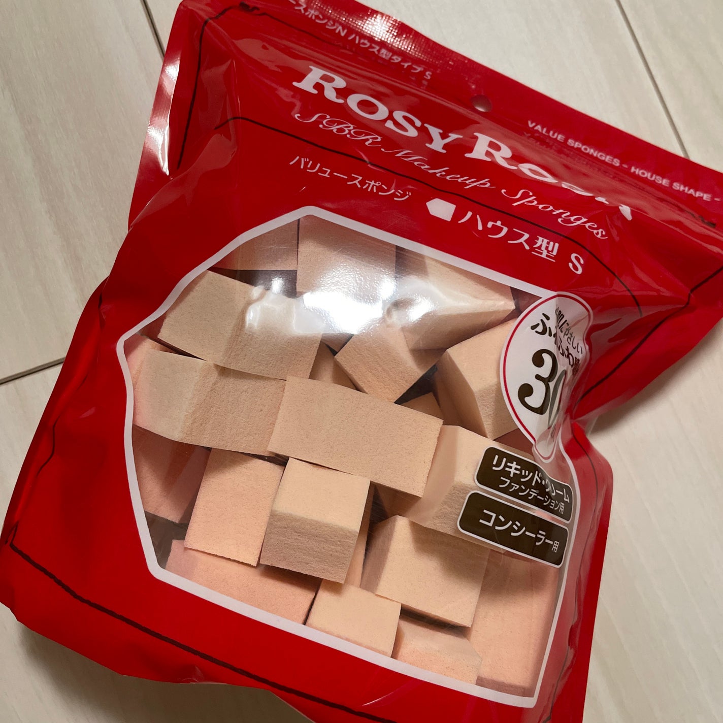 バリュースポンジN ハウス型タイプS 30P/ロージーローザ/パフ・スポンジを使ったクチコミ(1枚目)