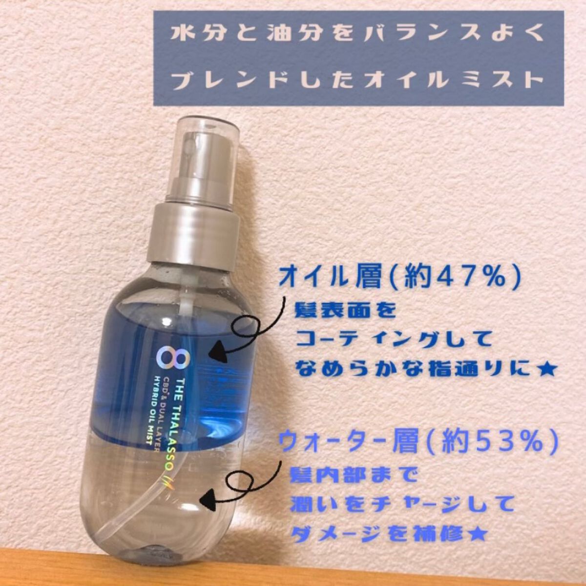 ユー CBD＆デュアルレイヤー ハイブリッド オイルミスト/エイトザタラソ/ヘアミストを使ったクチコミ（2枚目）