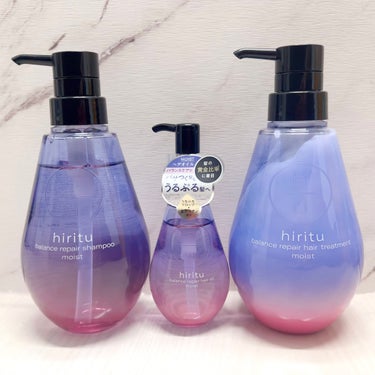 ◼︎hiritu シャンプー&トリートメント&ヘアオイル モイスト

パケ買いしちゃいそうな可愛すぎるグラデーションのパッケージ🥹🩷💜

moistは
☑︎髪の乾燥や摩擦によるダメージが気になる
☑︎髪