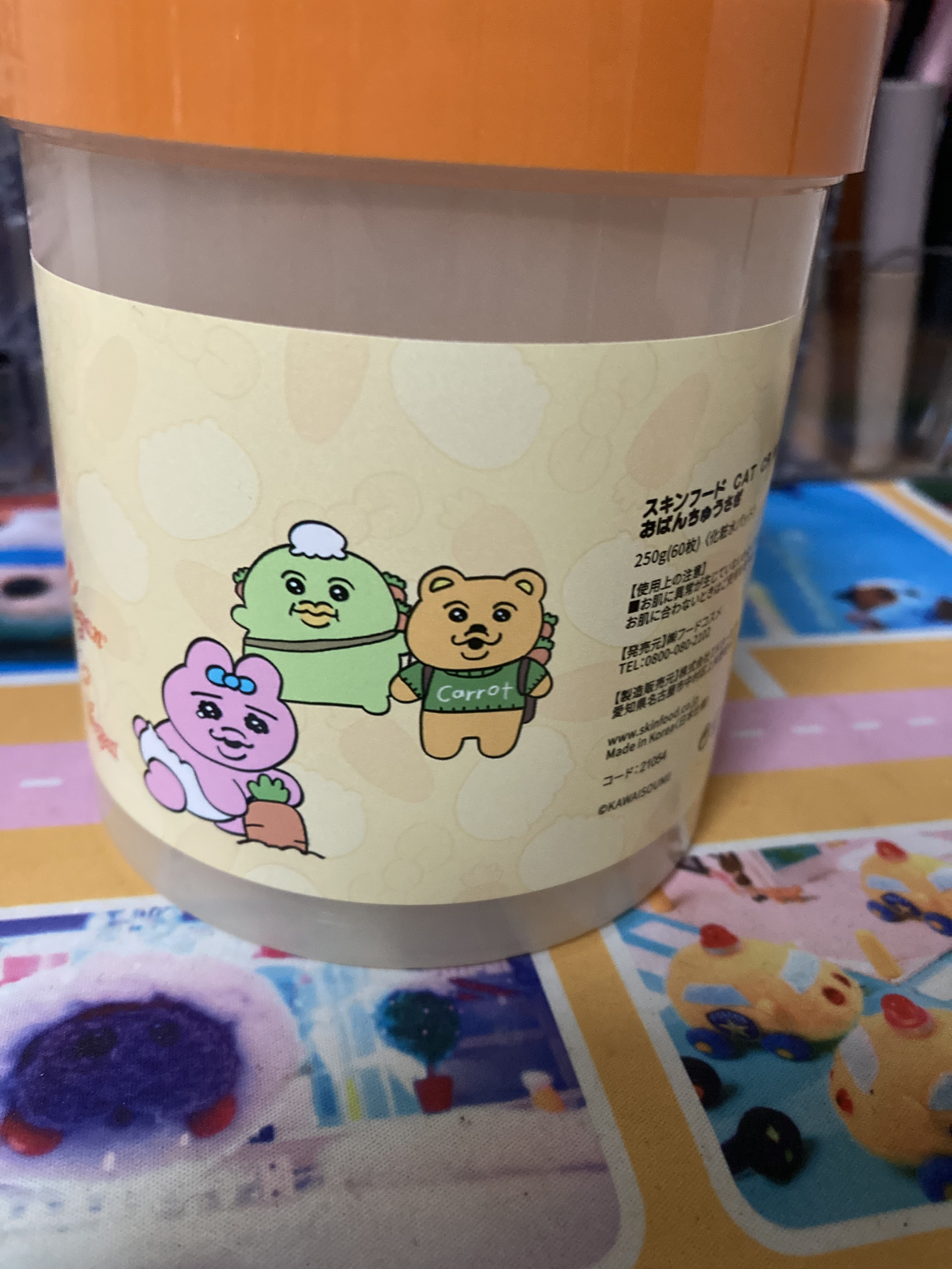 キャロットカロテン カーミングウォーターパッド おぱんちゅうさぎコラボ限定デザイン 60枚(250g)/SKINFOOD/トナーパッドを使ったクチコミ（3枚目）