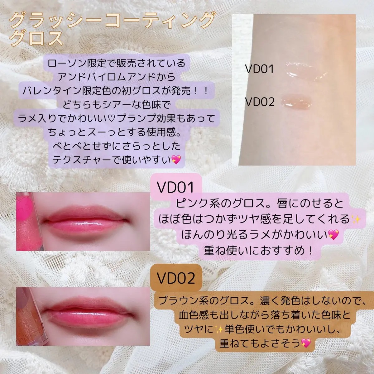 グラッシーコーティンググロス/&nd by rom&nd/リップグロスを使ったクチコミ（2枚目）