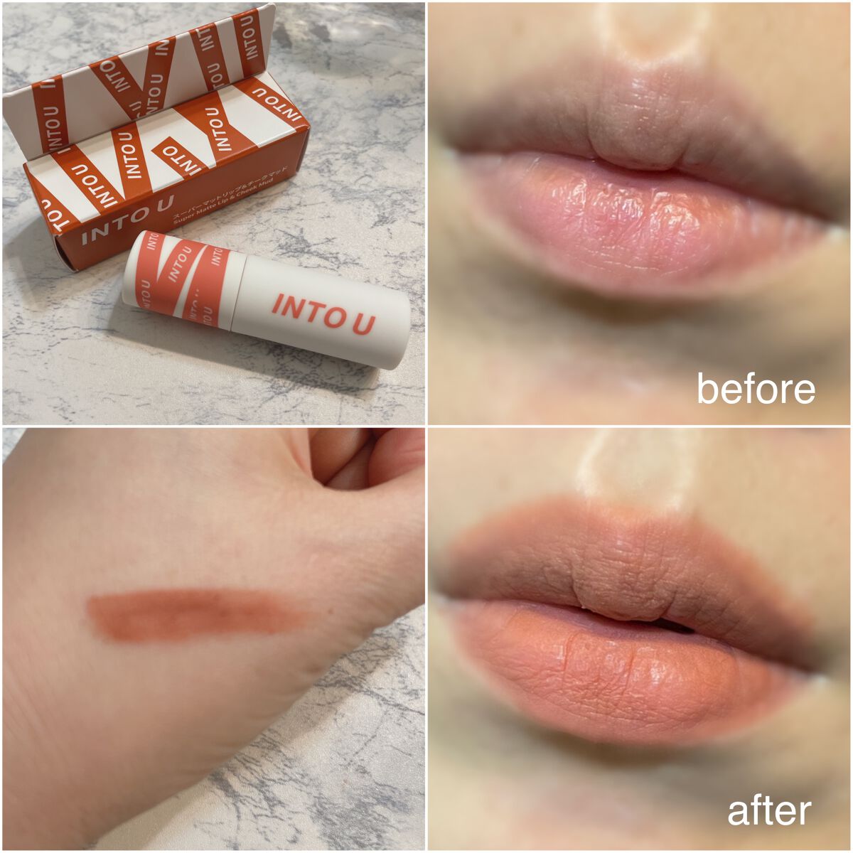 スーパーマットリップ&チークマッド/INTO U/口紅を使ったクチコミ(6枚目)