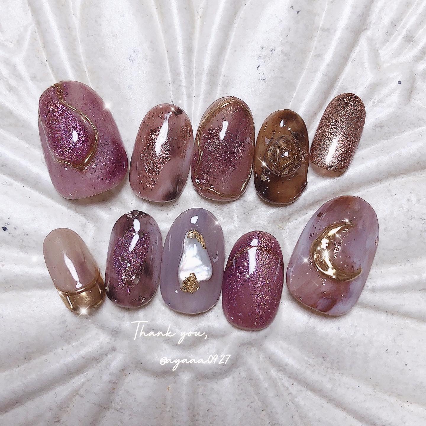 #手描きネイル,#ピンクブラウンネイル,#ちゅるんネイルのネイルデザイン