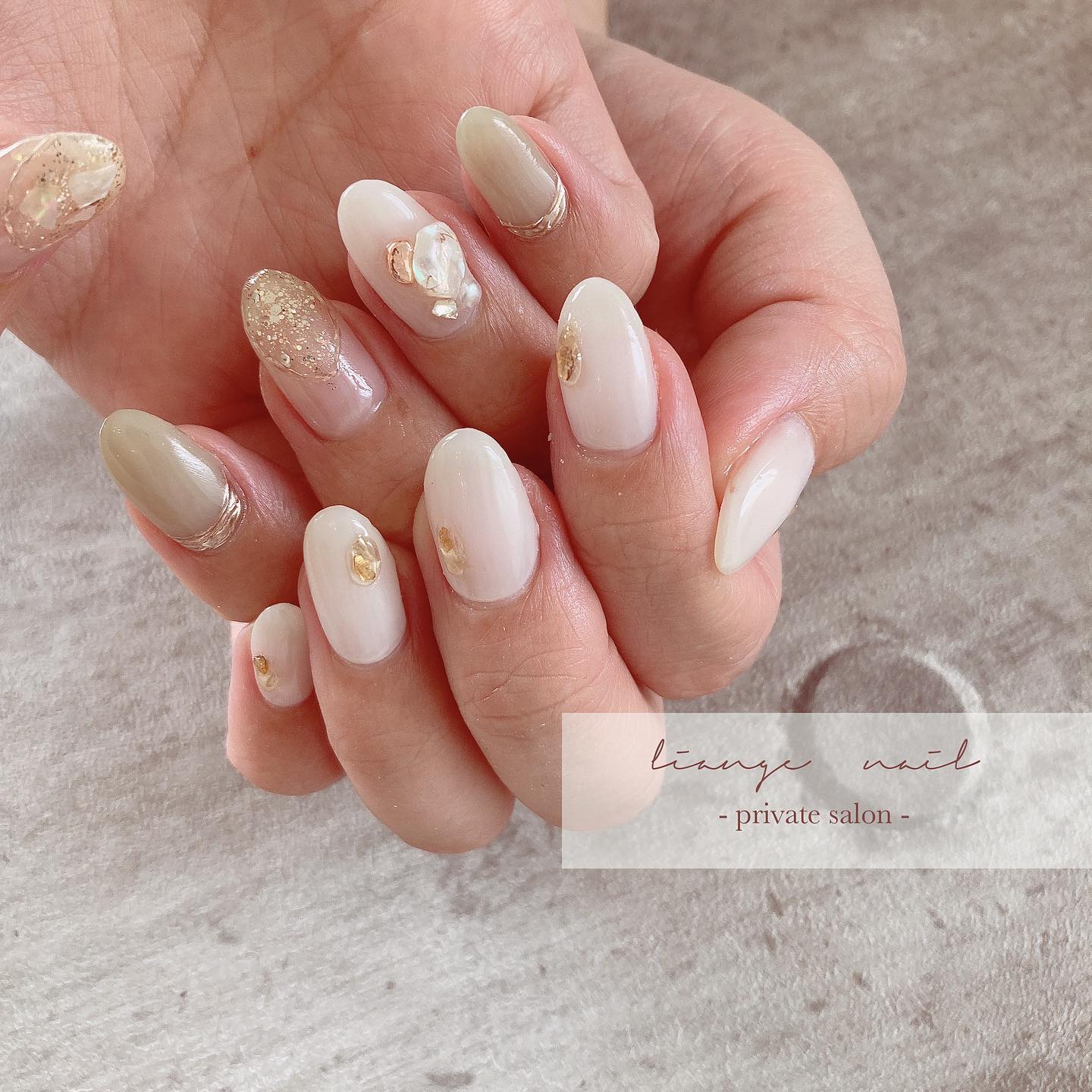 #リアンジェネイル,#柏ネイル,#ネイル,#ニュアンスネイル,#アシメネイル,#シェルネイル,#ミラーネイルのネイルデザイン