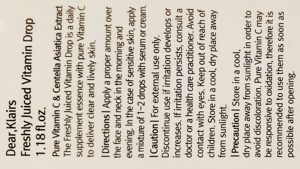 フレッシュリージュースドビタミンドロップ(35ml)/Klairs/美容液を使ったクチコミ(2枚目)