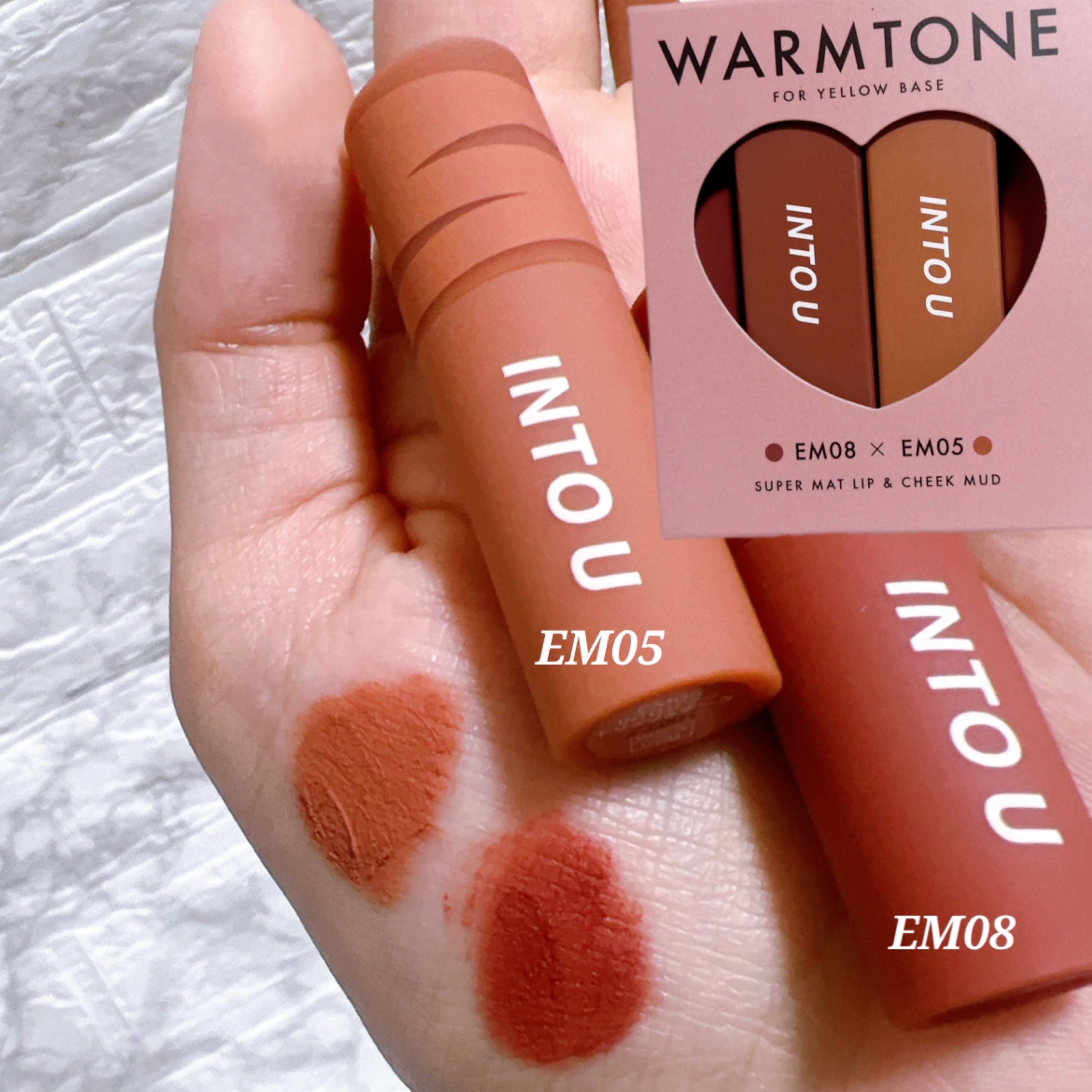 スーパーマットリップ＆チークマッド/INTO U/口紅を使ったクチコミ（2枚目）