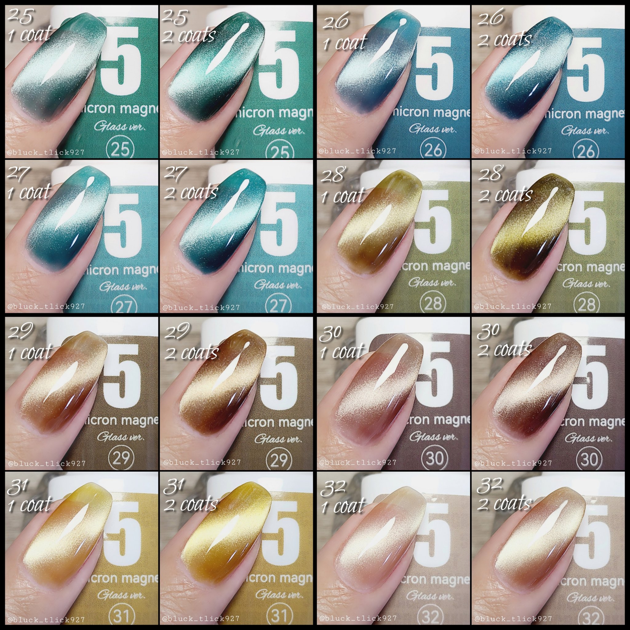 ワンカラーネイルのネイルデザイン】5ミクロンマグネット ガラス ver