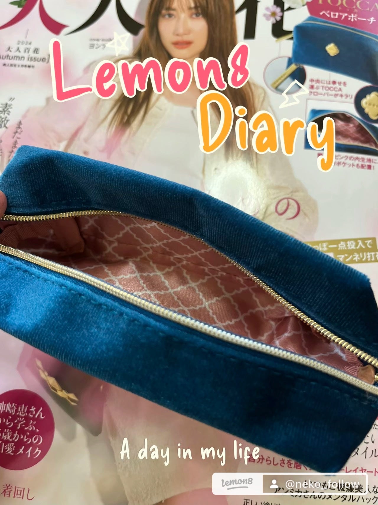 ねこ♡フォロバ100 on LIPS 「化粧品が入るメイクポーチ✨ベロア調が大人っぽくて秋らしくていい..」(3枚目)