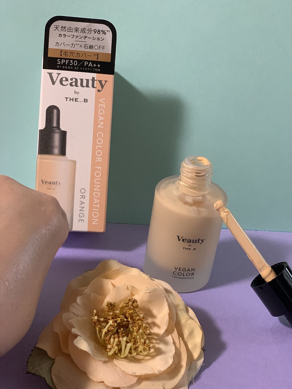 ヴィーガン カラーファンデーション オレンジ/Veauty by THE_B/リキッドファンデーションを使ったクチコミ（2枚目）
