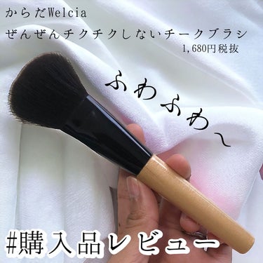 ウエルシア ぜんぜんチクチクしないチークブラシのクチコミ「購入してから
ダイソーのチークブラシとおさらばして
ずっとこれ使ってる🥳

からだWelcia.....」（1枚目）