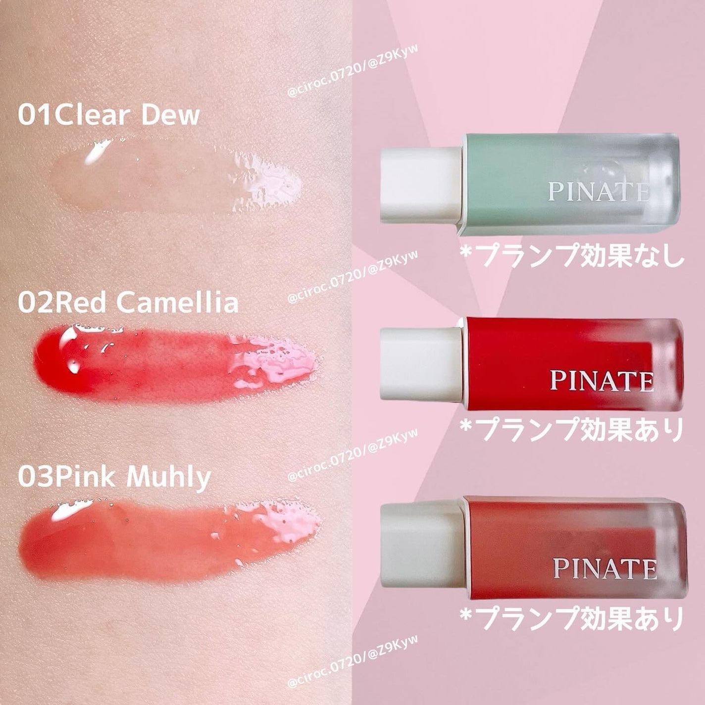 ナチュラルブルームリップオイルセラム 3色セット/PINATE/リップグロスを使ったクチコミ(3枚目)