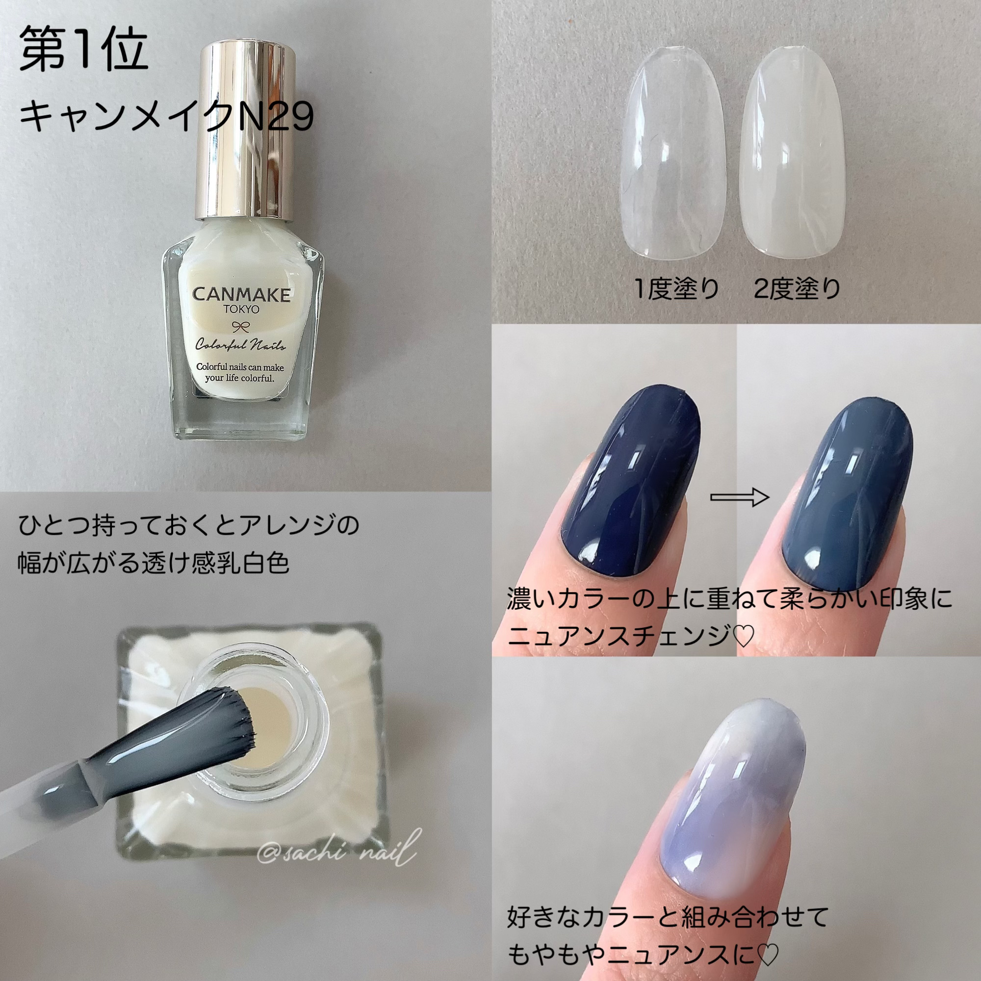 キャンメイク・ちふれ・pa nail collectiveのマニキュアを使った口コミ
