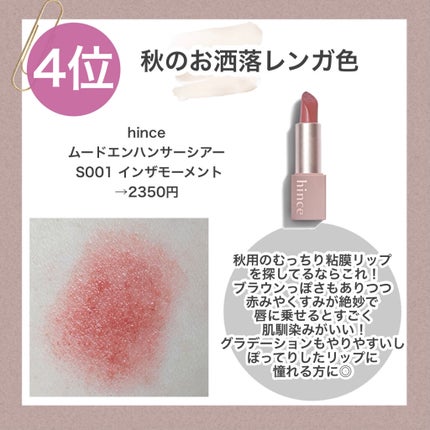 ムードインハンサーシアー/hince/口紅を使ったクチコミ(6枚目)