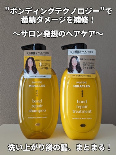 パンテーンミラクルズ ボンドリペアシリーズ モイスチャー＆パワーリペア  シャンプー＆トリートメント

こちらはLIPSでのチャット交流会をきっかけに、気になって購入した商品になります。

"サロン発想