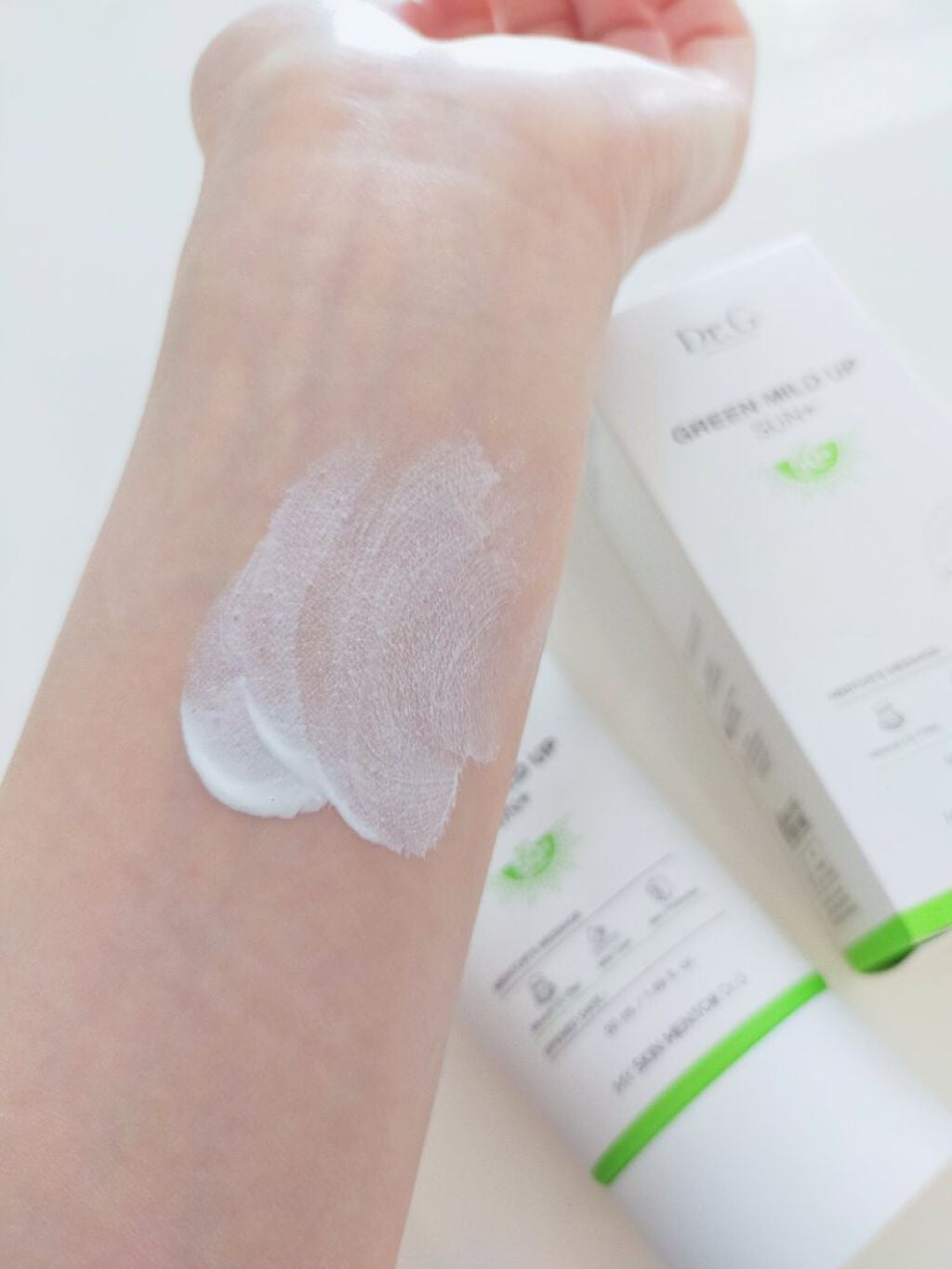 グリーンマイルドアップサンプラス/Dr.G/日焼け止めクリームを使ったクチコミ(3枚目)