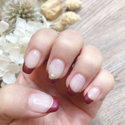 M★chi on LIPS 「サロンネイル記録簿今回はフレンチネイル💅ボルドー(ワイン)カラ..」(2枚目)