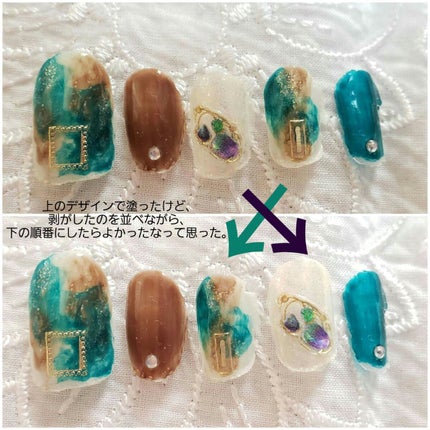 土木系おねいさん on LIPS 「今日は大人っぽニュアンスネイル🖤青緑とブラウンで、ぐっとクール..」(7枚目)