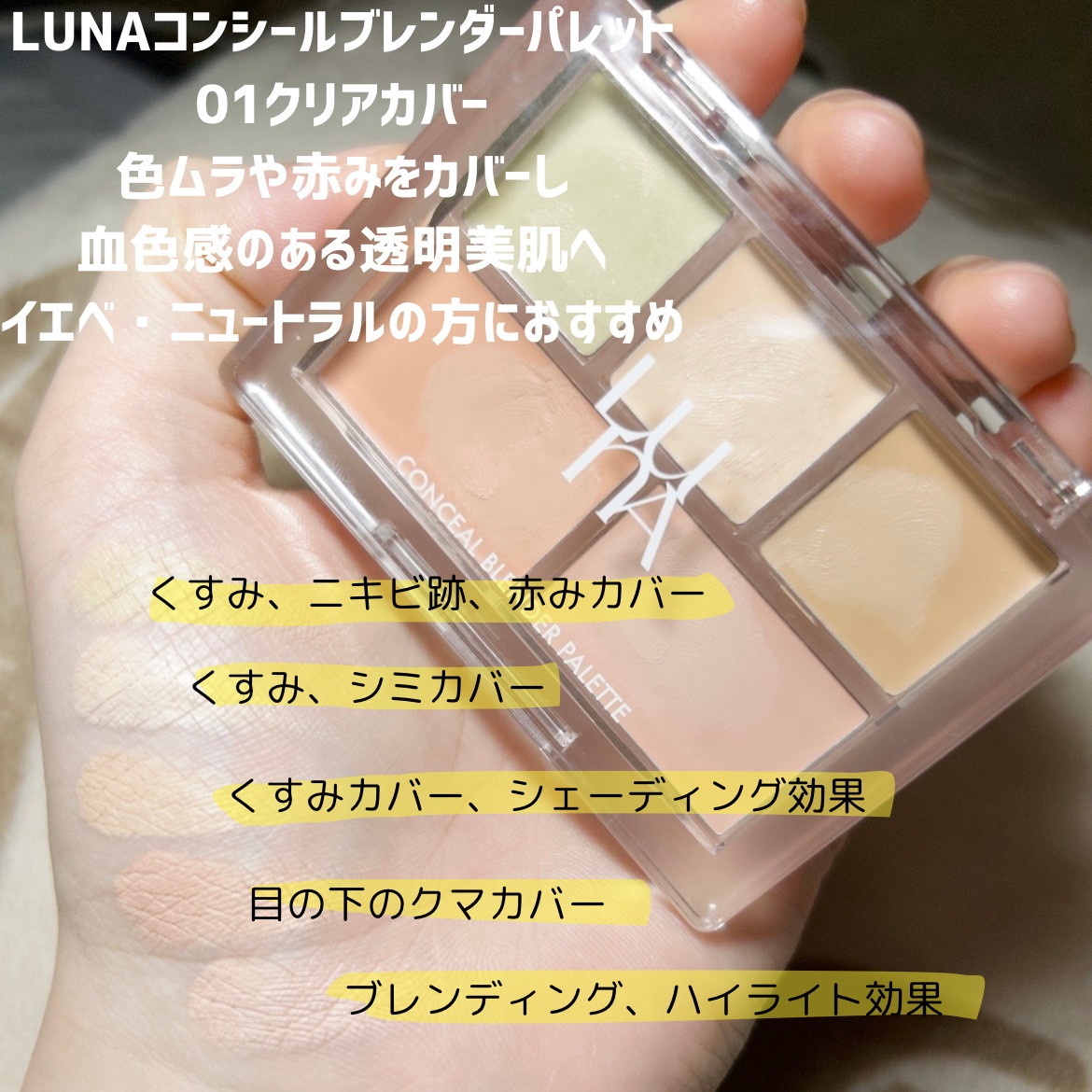 コンシールブレンダーパレット/LUNA/パレットコンシーラーを使ったクチコミ（2枚目）
