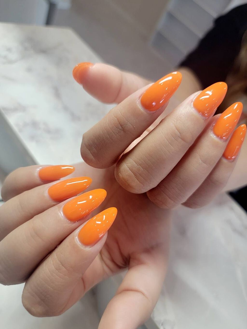 #ネイル,#ジェルネイル,#ワンカラーネイル,#オレンジネイル,#夏ネイルのネイルデザイン