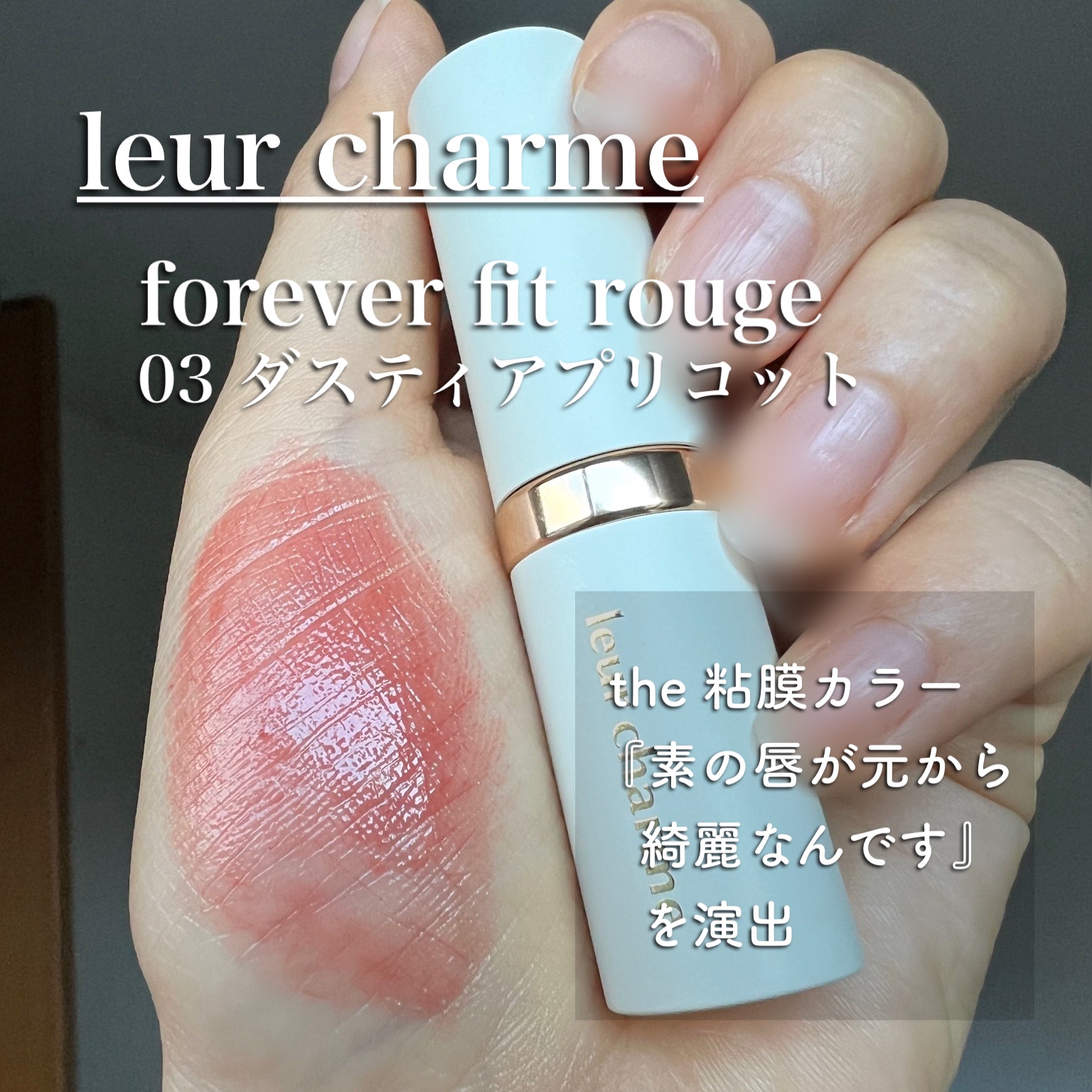 フォーエバー フィット ルージュ 03 dusty apricot(ダスティアプリコット)/leur charme/口紅を使ったクチコミ（2枚目）