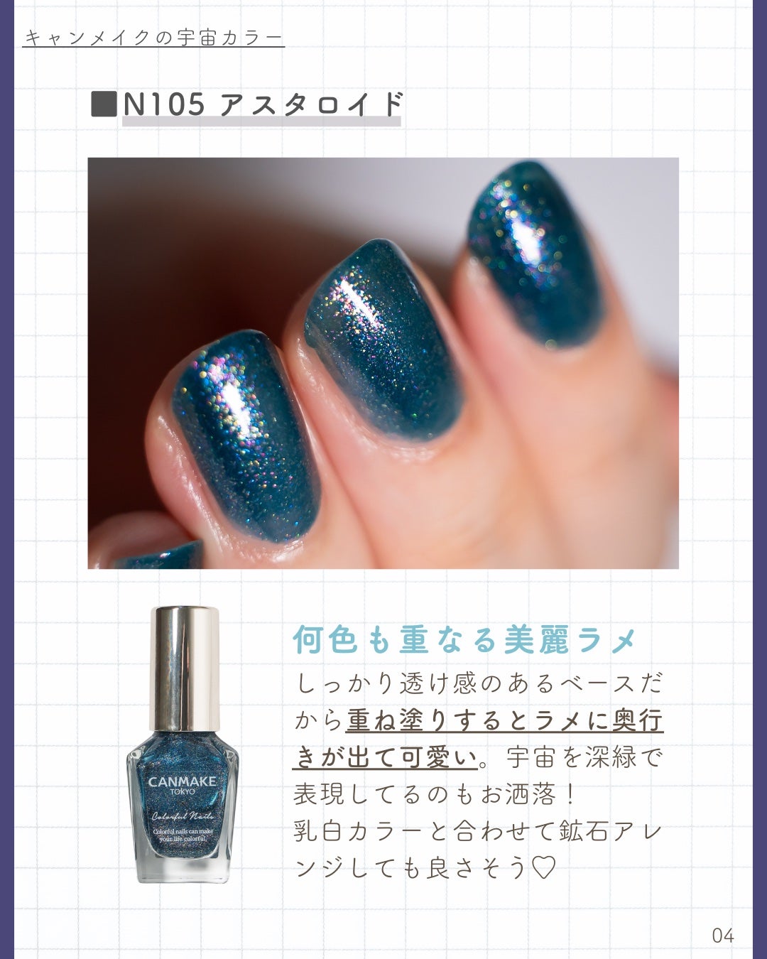 カラフルネイルズ/キャンメイク/マニキュアを使ったクチコミ(5枚目)