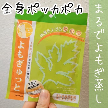 もっと早く始めればよかった🥹


カラダラブベア
よもぎゅっと

ドンキで１枚100円くらいで購入しました！



よもぎ成分を綿の中に配合したナプキンに
カイロを付けて使うものです🌸

カイロで温める