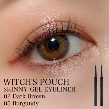 ⋆*❁*⋆ฺ｡*

☑︎ WITCH'S POUCH﻿
#スキニージェルアイライナー﻿
全8色 各968円（税込）﻿
﻿

一つ前に投稿した
ウィッチズポーチのジェルライナー💖
02ダークブラウンと05バーガンディを使ってメイクしました🥰

ダークブラウンでインラインを引いて、﻿
バーガンディを目尻側や下ラインに☺️﻿
バーガンディはラメ入り😍❣️﻿
このラメ入りが可愛いんだ🤩！！！﻿

⋆*❁*⋆ฺ｡*
 #witchspouch #ウィッチズポーチ #ジェルアイライナー #アイメイク #カラコン #プチプラコスメ  #コスメ紹介 #コスメレポ #コスメレビュー #コスメマニア #コスメオタク #コスメ好き #コスメ垢 #アラサーメイク #美容好き #コスメ好きさんと繋がりたい #マスク盛りメイク の画像 その0