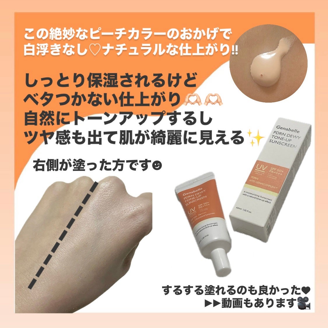 PDRNデューイートーンアップサンスクリーン/Genabelle/日焼け止めミルクを使ったクチコミ(3枚目)