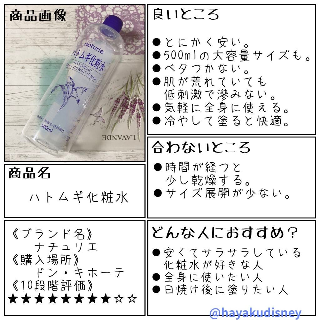 ハトムギ化粧水(ナチュリエ スキンコンディショナー R )/ナチュリエ/化粧水を使ったクチコミ(1枚目)