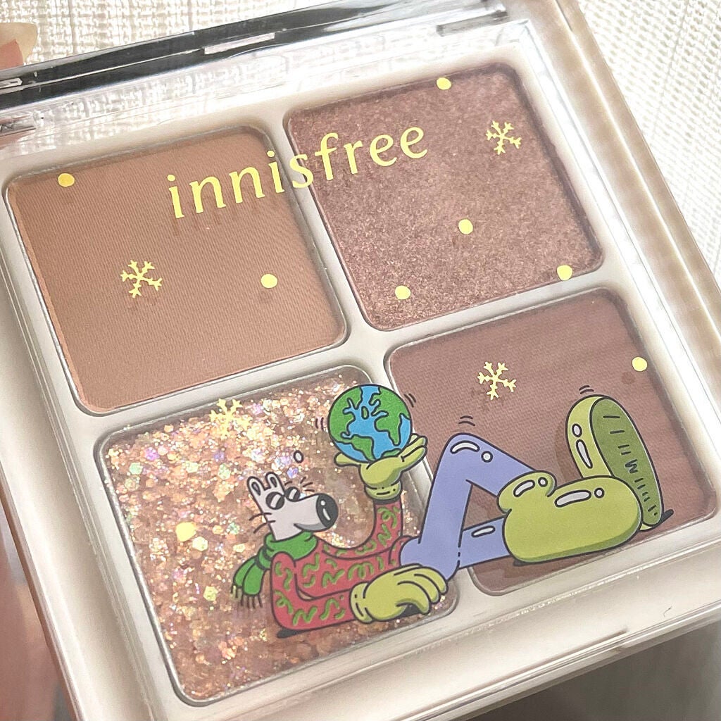 エアリー トゥインクル アイパレット 2021 Green Holidays Edition/innisfree/アイシャドウパレットを使ったクチコミ(2枚目)