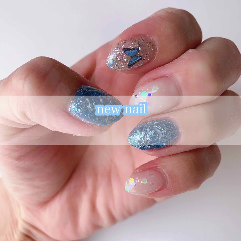 Rio on LIPS 「⋈newnail⋈"2020.03"✓ブルーラメ×白ラメ×..」(1枚目)
