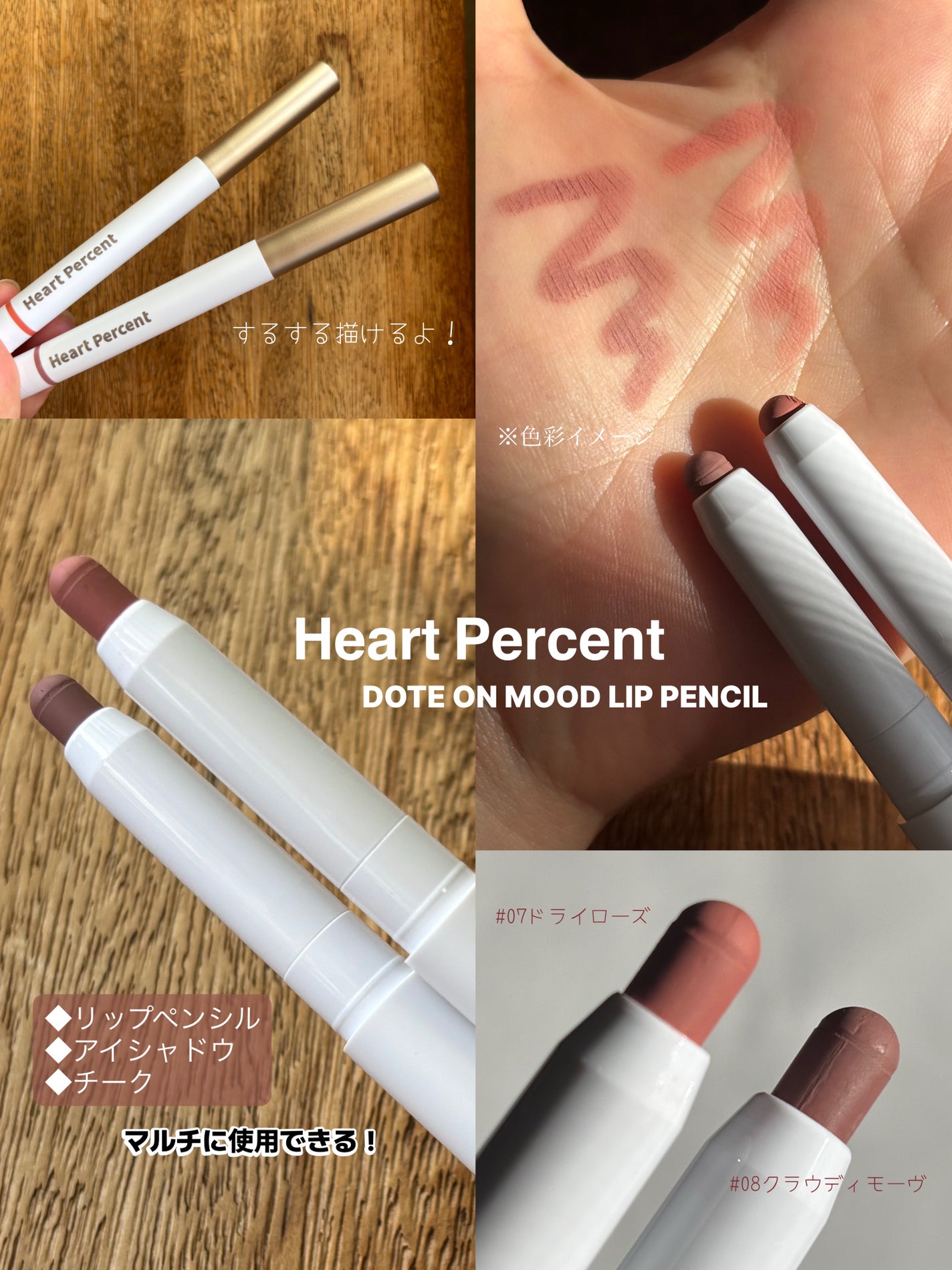 リップペンシル+グロイティントミニ企画セット/Heart Percent/リップティントを使ったクチコミ(9枚目)