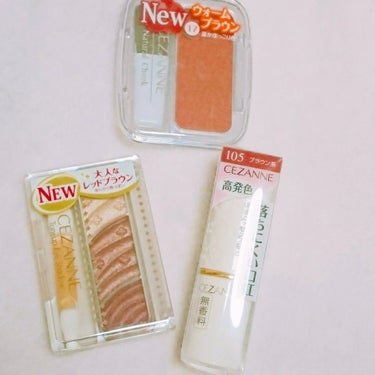 セザンヌの2019秋コスメ🍁🍁
『３つ買っても1500円！！』😱

赤みのあるブラウンにどはまり中🎵😃💕
まとめ買いしてしまいました❗

チークはウォームブラウン
オレンジのチークを普段使いしてて、
そ