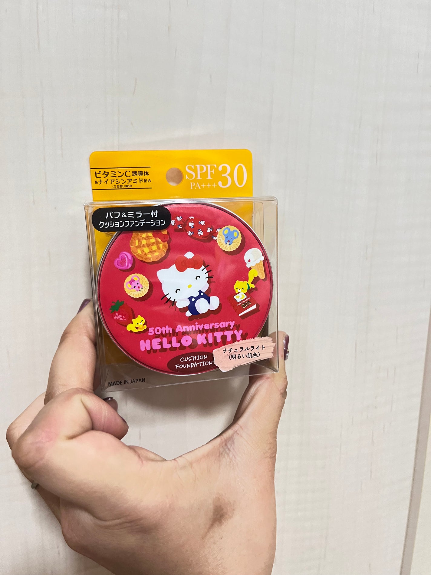 ハローキティ50周年デザイン クッションファンデーション/郵便局物販サービス/クッションファンデーションを使ったクチコミ(5枚目)