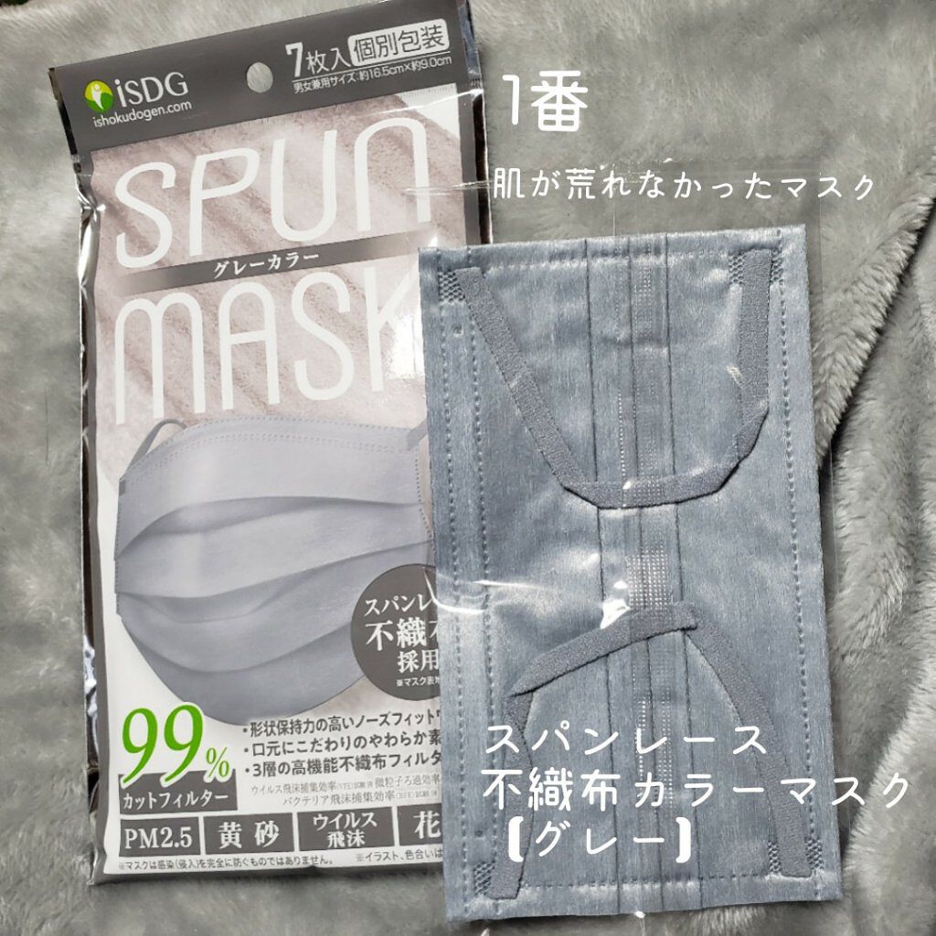 スパンレース不織布カラーマスク/ISDG 医食同源ドットコム/マスクを使ったクチコミ(1枚目)