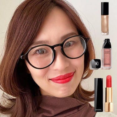 ひろみ♡CHANELをこよなく愛するアラフォー on LIPS 「【イエベ春の眼鏡メイク👓】両目1.5の裸眼です笑赤リップを使い..」（1枚目）