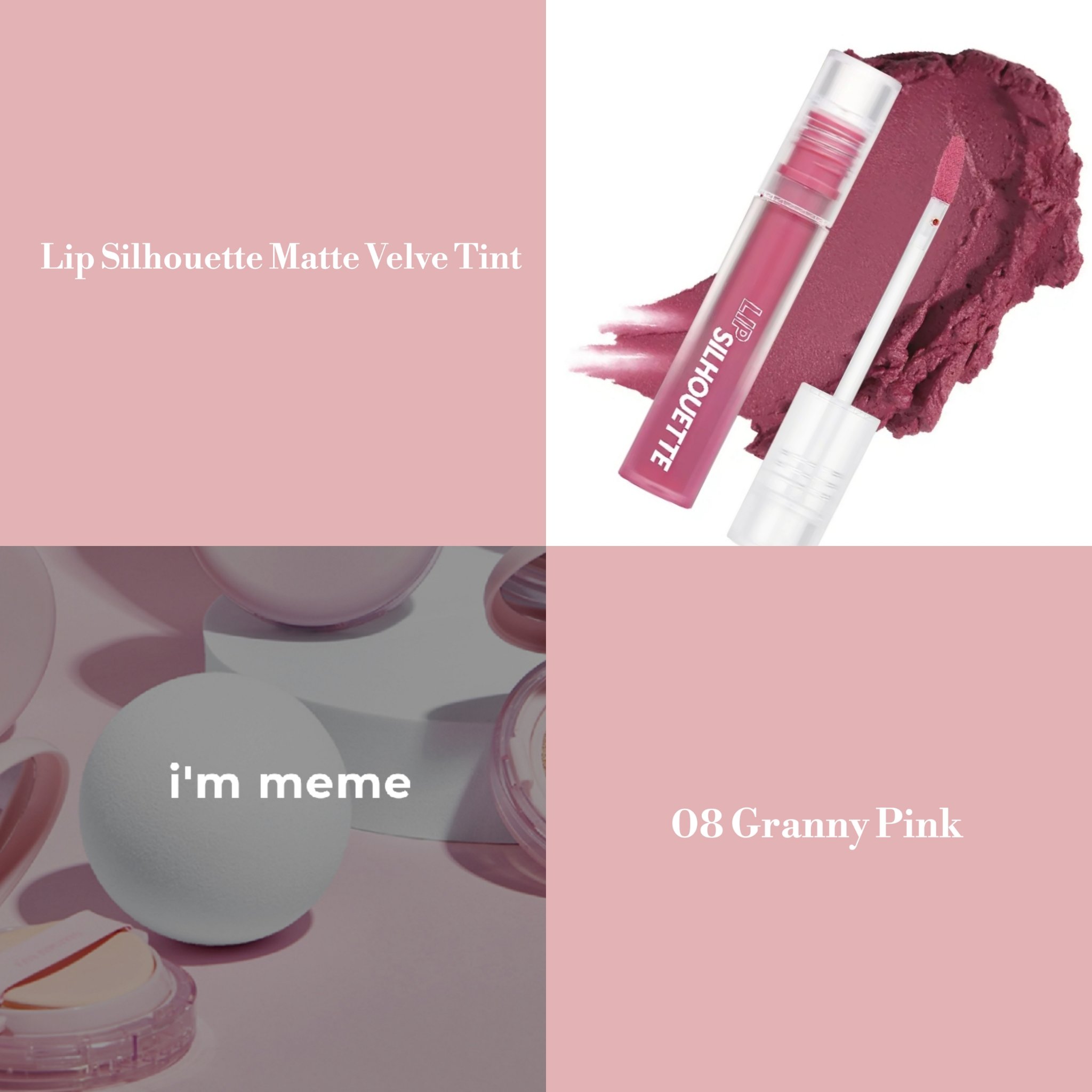 リップシルエットマットベルベットティント 08 グラニーピンク/i’m meme/リップティントを使ったクチコミ（1枚目）