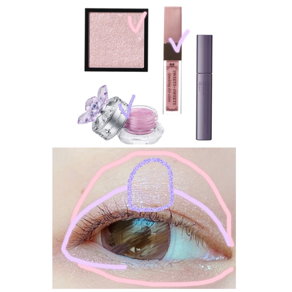 スパークリングアイグロス/スウィーツ スウィーツ/リキッドアイシャドウを使ったクチコミ（2枚目）