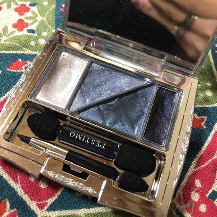 テスティモ フレームインパクトアイズのクチコミ「02のパレットです!
水色ではなくちょうどいい青!ネイビー!
ハイライトを全体に乗せて、中間色.....」(1枚目)