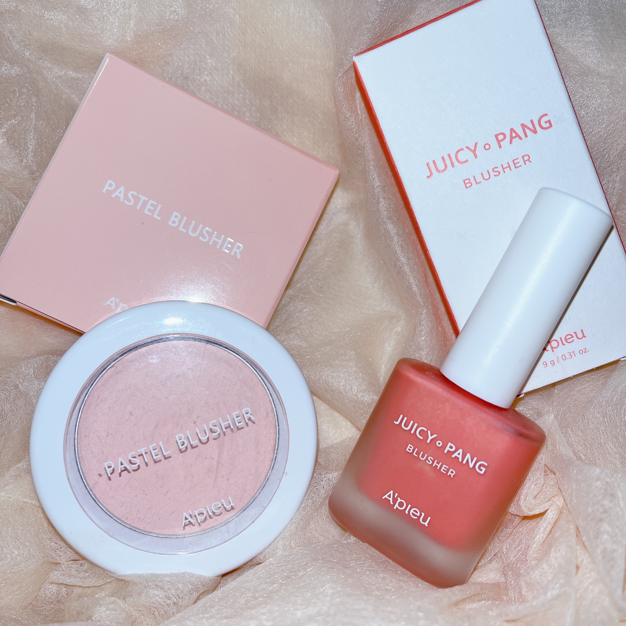 ジューシー パン ウォーター ブラッシャー PK04 GRAPEFRUIT/A’pieu/リキッドチークを使ったクチコミ（1枚目）