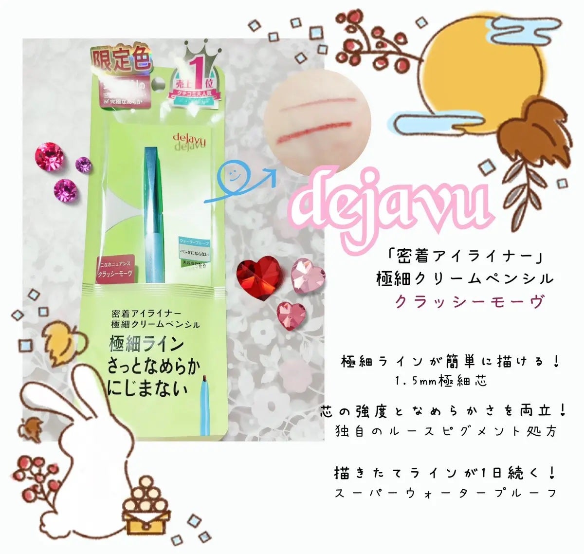 「密着アイライナー」極細クリームペンシル/デジャヴュ/ペンシルアイライナーを使ったクチコミ(1枚目)