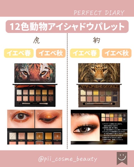 エクスプローラ12色 動物アイシャドウパレット/PERFECT DIARY/アイシャドウパレットを使ったクチコミ(5枚目)