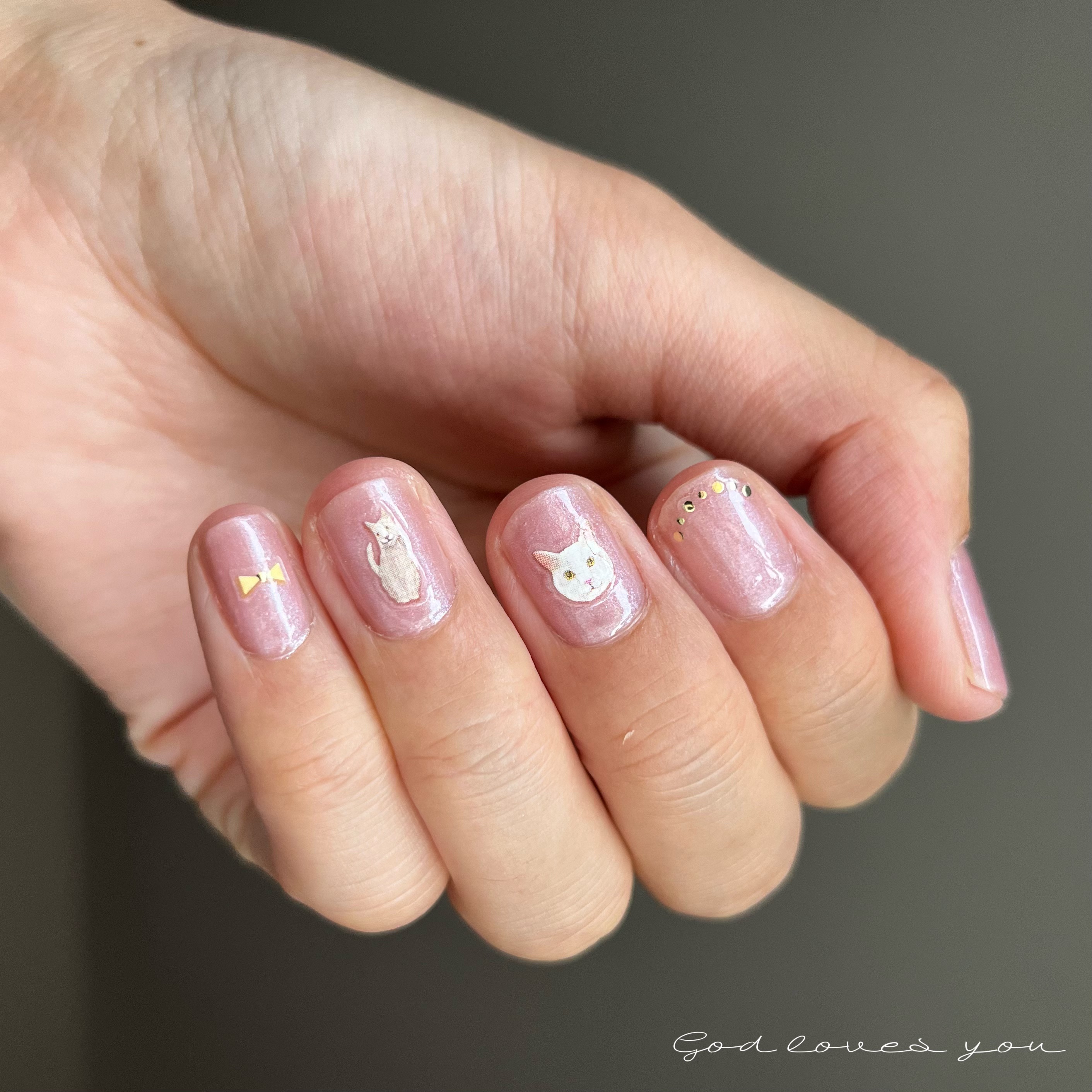 #オールインワンネイル,#猫ネイルのネイルデザイン