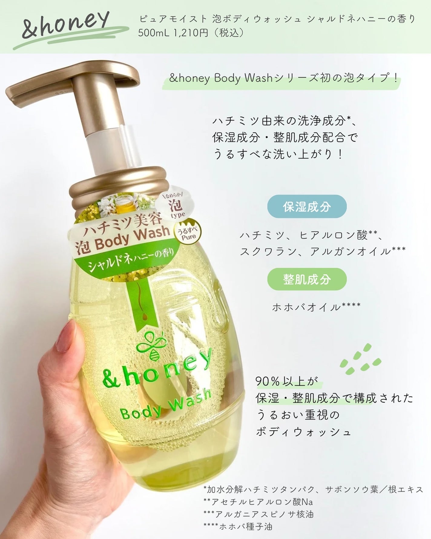 ピュアモイスト 泡ボディウォッシュ/&honey/ボディソープを使ったクチコミ(2枚目)